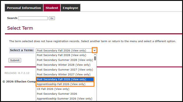 Select a Term